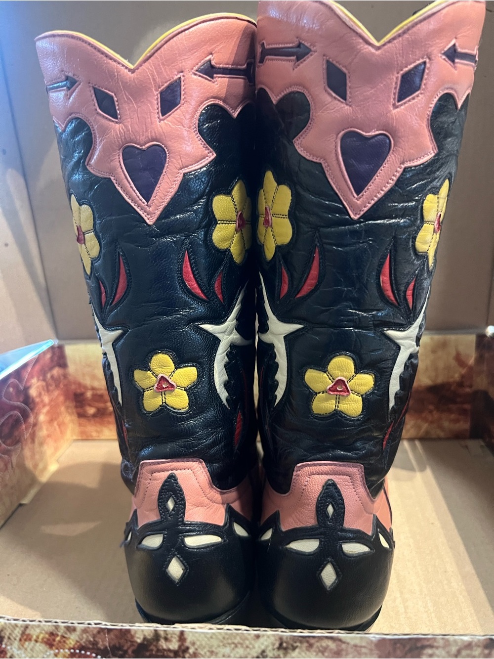 Old Gringo Golondrina Vintage/Retired Pink and Black Leather Showstopper Boots - Picture 4 of 7